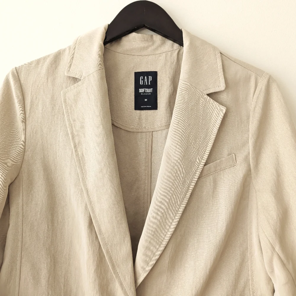 LIKE NEW GAP Soft Suit Tencel Blazer Tan Khaki Medium - Picture 4 of 15